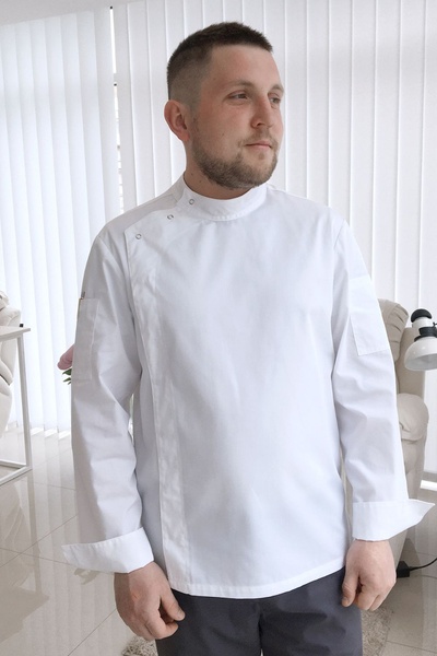 фото Кітель кухаря Дублін ДР котон білий сітка на спині розмір 44 2671661102
