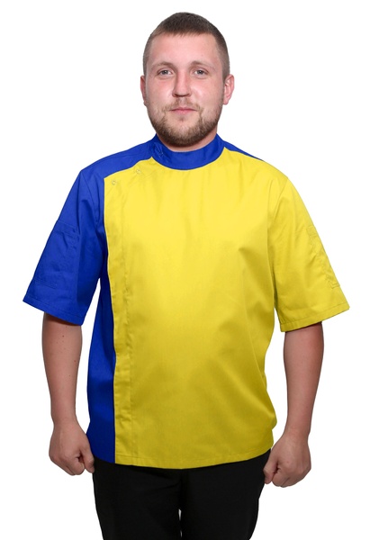 фото Кітель кухаря Дублін котон синій/жовтий сітка на спині розмір 40 13628829210