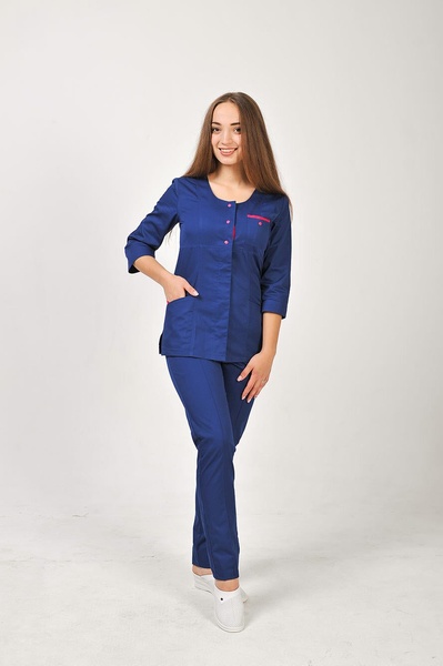 фото костюм Фламінго (40-60) сорочкова, темно-синій/малиновий, рукав 3/4, брюки класичні 826661300