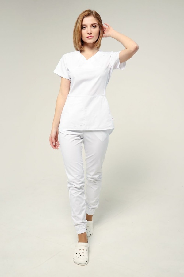 фото костюм Селеста (40-66) преміум-котон білий , брюки джогери 2208255504