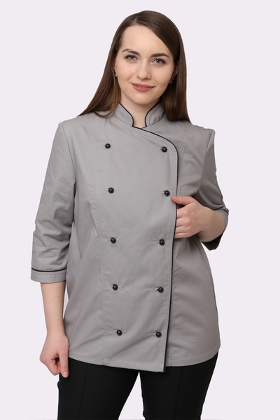 фото Кітель кухаря Марсель жіночий котон сірий/чорний сітка на спині розмір 40 2134285615