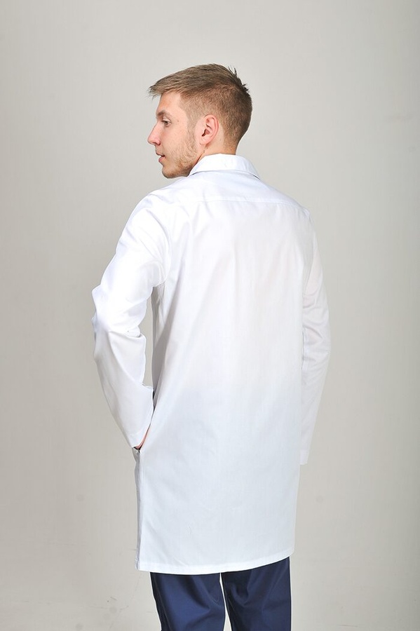 фото халат Класік (40-60) сорочкова, білий/темно-синій, рукав довгий 806075300