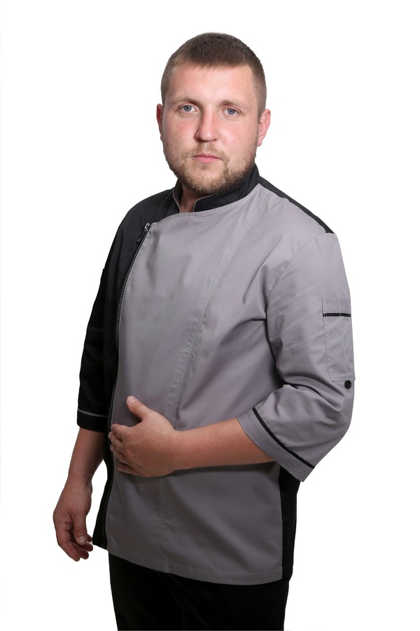 фото Кітель кухаря Косуха котон сірий/чорний сітка на спині розмір 44 109359304