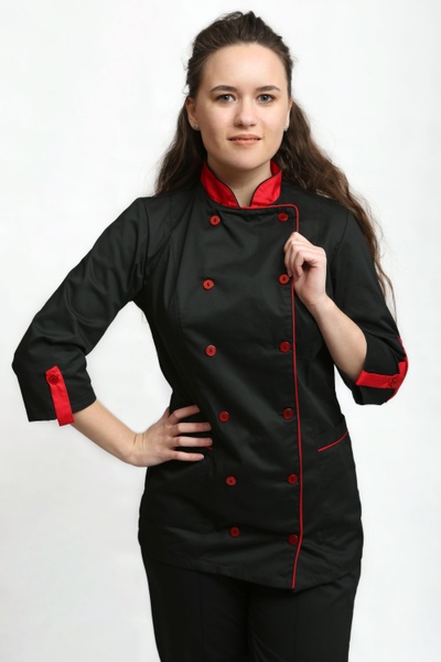 фото Кітель кухаря Мар'я котон чорний/червоний розмір 42 1455118502
