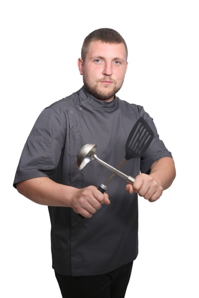 фото Кітель кухаря Дублін котон темно-сірий сітка на спині розмір 40 2380571702