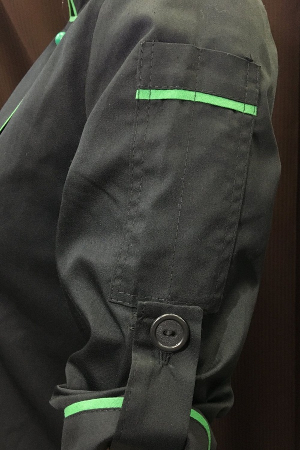 фото Кітель кухаря Марсель жіночий котон чорний/зелений сітка на спині розмір 46 13621699909