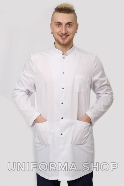 медичний халат Ярослав (42-56) тк. батист, колір білий, рукав довгий 548627104 фото