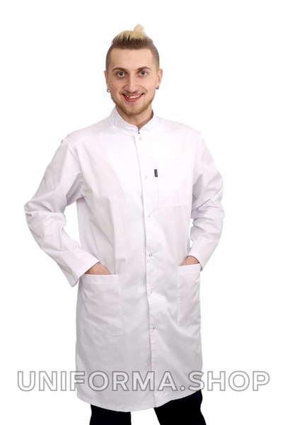 медичний халат Філіп (40-54) тк. габардин, колір білий, рукав довгий 2752591015 фото