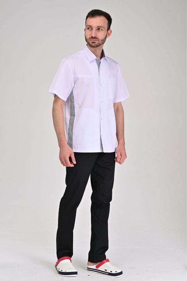 костюм Гамбург котон преміум білий/чорний брюки прямі розміри (44-66)