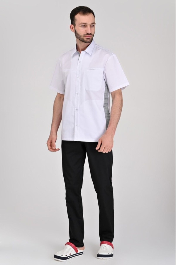 костюм Гамбург котон преміум білий/чорний брюки прямі розміри (44-66)