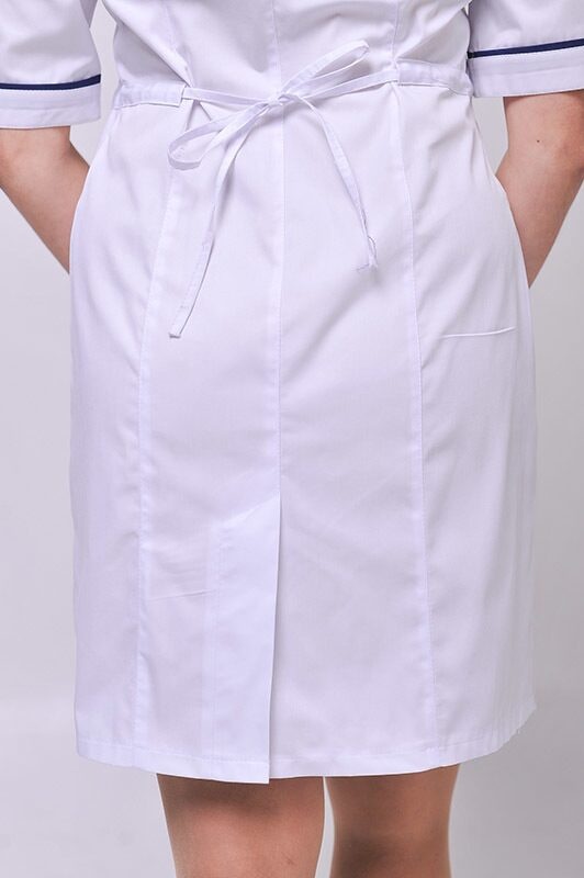 фото халат Лія (40-60) сорочкова, білий/темно-синій, рукав короткий 790383900