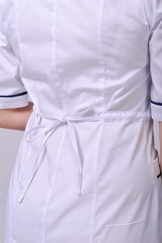 фото халат Лія (40-60) сорочкова, білий/темно-синій, рукав короткий 790383900