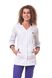 медичний костюм Анталія (40-66) на кнопках тк.преміум-котон - колір білий/фіолетовий, рукав 3/4, брюки класичні 2664421215 фото