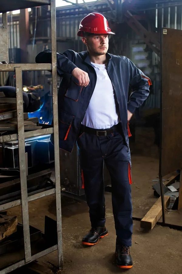 Брюки робочі демисезонні Dexter Саржа 265 темно-сірий/помаранчевий розмір 48-50 зріст 3-4 (INS-904)