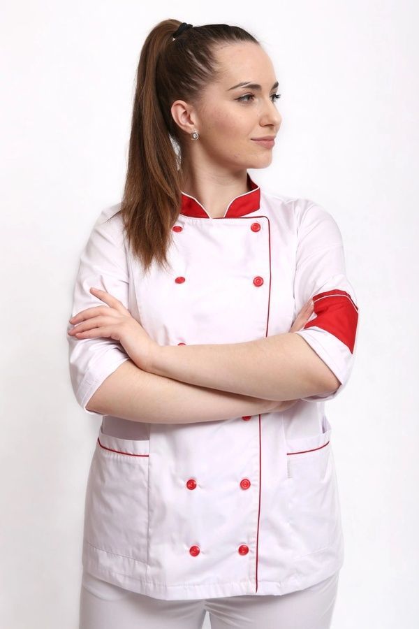 Костюм кухаря жіночий Мар'я котон білий р.42 (42-64) рукав 3/4 - спецодяг кухаря (13666744563.672)