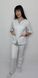 фото медичний костюм Весна ВТ-100377 стрейч білий/світло-сірий (р.42-64) рукав 3/4, брюки прямі 13581727816