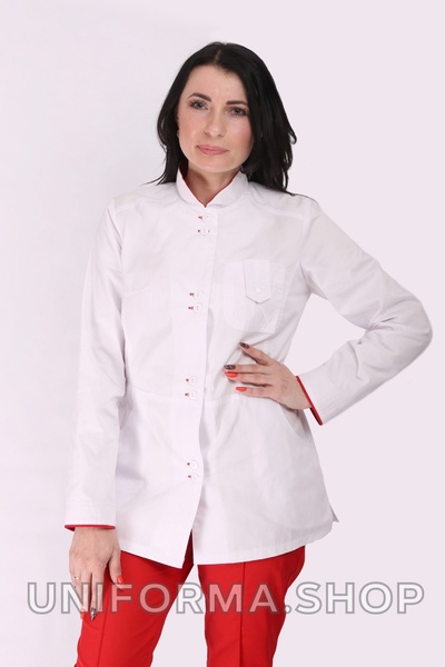 медичний костюм Рубіна (40-60) преміум-котон, колір білий, рукав довгий, тип брюк - класичні 1858883302 фото