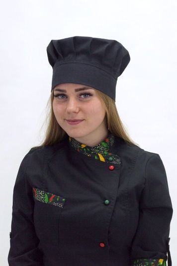 Кухарський ковпак Танагра на ліпучці саржа чорний - Форма кухаря (80.100)