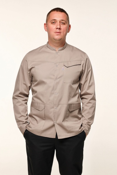 куртка медична Ліон (40-66) на кнопках тк.преміум-котон - колір темний капучіно , рукав довгий 13510620302 фото