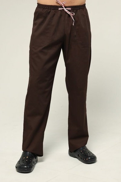 фото брюки прямі (40-66) тк.преміум-котон - колір коричневий , брюки прямі 422492705
