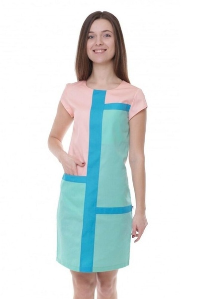 сукня медична Барселона (40-60) на блискавці тк.батист - колір мультиколір , рукав короткий 1244517415 фото