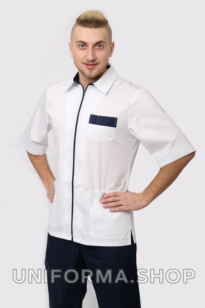 фото костюм Ітан (40-60) сорочкова, білий/темно-синій, рукав 1/2, брюки класичні 683617901