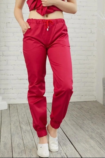 брюки Ася (42-56) тк. котон, колір червоний, брюки джогери 2730507215 фото