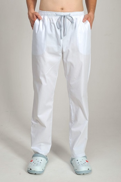 брюки медичні Мартін (40-60) преміум-котон, колір білий, тип брюк - прямі 606898501 фото