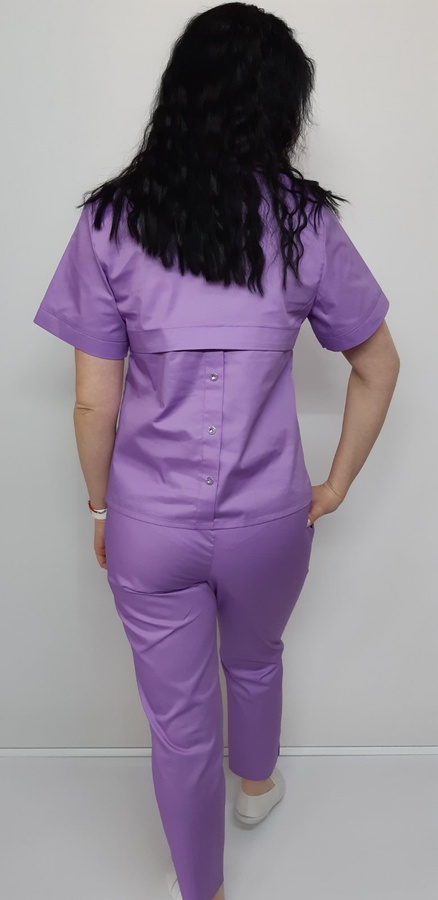фото медичний костюм Голд ВТ-20554 котон бузковий (р.42-64) рукав короткий, брюки вкорочені 7/8 13548427381