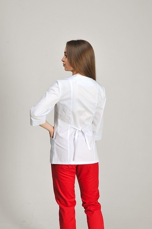 фото костюм Ізабела (40-60) преміум-котон, білий, рукав 3/4, брюки класичні 809696900