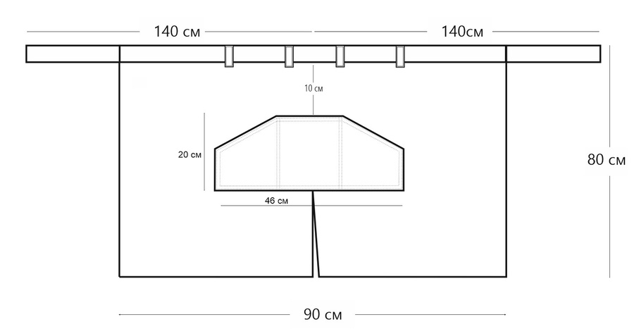 Фартух-половинка Шеф-альп з розрізом габардин чорний розмір 90x80