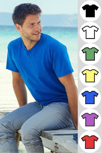 футболка V-NECK T 61-066-51 Fruit Of The Loom - чоловіча - колір 51 Синій 1241584615 фото