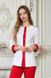 медичний костюм Валерія (46-64) тк. котон, колір білий/червоний, рукав 3/4, брюки класичні 799406700 фото