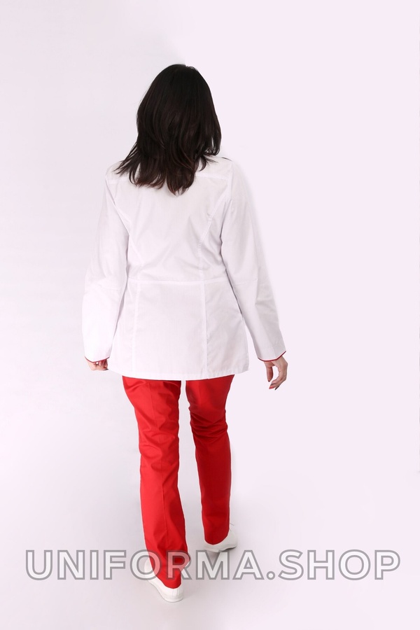 фото куртка Рубіна (40-60) преміум-котон, білий/червоний, рукав довгий 387053304