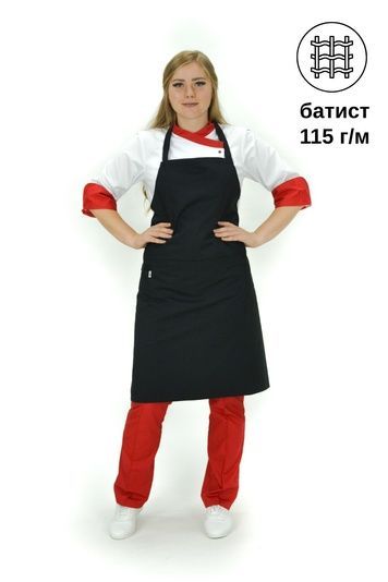Фартух для повара кондитера Кухар батист чорний (130.142)