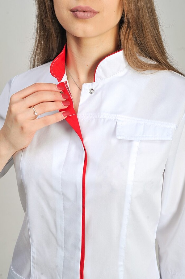 фото куртка Сакура (40-60) сорочкова, білий/червоний, рукав 3/4 1582543502