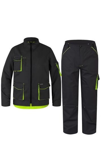 Костюм робочий зі штанами Dexter LIGHT Твіл 220 чорний/салатовий розмір 44-46 зріст 3-4 (INS-1369)