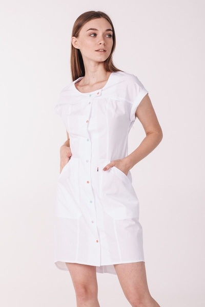 халат Гранада (40-68) на кнопках тк.сорочкова - колір білий , рукав короткий 942237701 фото