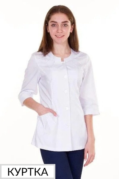 куртка медична Софія (42-64) тк. котон, колір білий, рукав 3/4 1111492815 фото