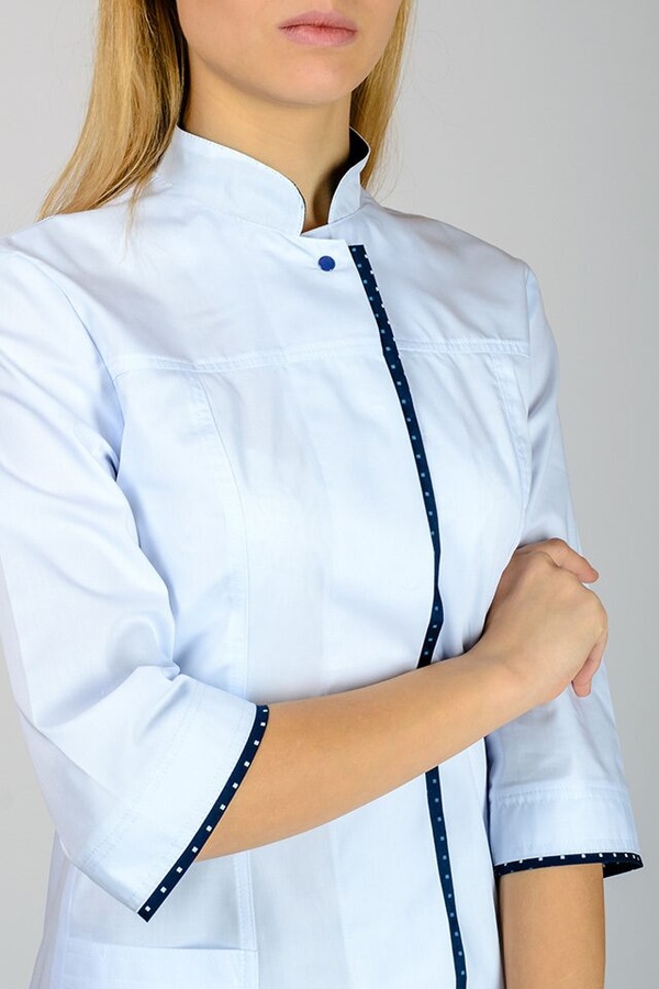фото халат Сакура (40-60) сорочкова, білий/темно-синій, рукав 3/4 795037500
