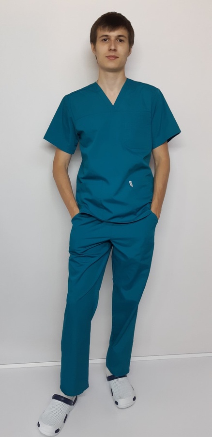 фото медичний костюм Герус ВТ-30031 батист морська хвиля (р.42-66) рукав короткий, брюки прямі 13548427393