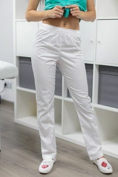 брюки медичні класичні (40-54), преміум-котон білий 2629043015 фото