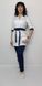 розмірна сітка медичний костюм Юнона ВТ-20525 котон білий/темно-синій (р.42-64) рукав 3/4, брюки прямі 13548427348 фото 2