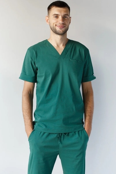 фото медичний костюм Марсель-М (46-56), стрейч зелений, рукав короткий 755428304
