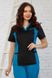 медичний костюм Лілія (42-56) тк. котон, колір чорний/блакитний, рукав короткий, брюки класичні 2327930015 фото