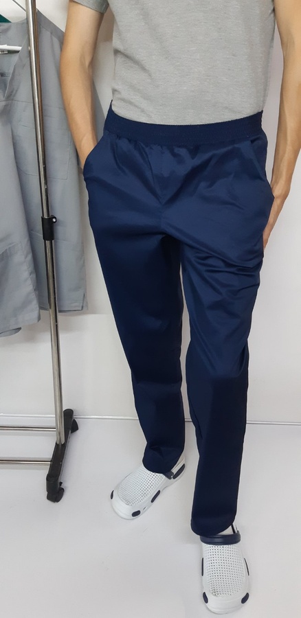 фото медичний костюм Герус ВТ-30033 стрейч темно-синій (р.42-66) рукав короткий, брюки прямі 13548427400