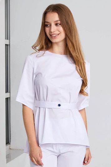 Медична Жіноча Куртка Яніна Котон білий 42р. (42-56) - Медичний Одяг Марія (68310104.340.357)