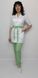 фото медичний костюм Юнона ВТ-20524 котон білий/салатовий (р.42-64) рукав 3/4, брюки прямі 13548427351