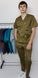 фото медичний костюм Герус ВТ-30033 стрейч хакі (р.42-66) рукав короткий, брюки прямі 13548427401