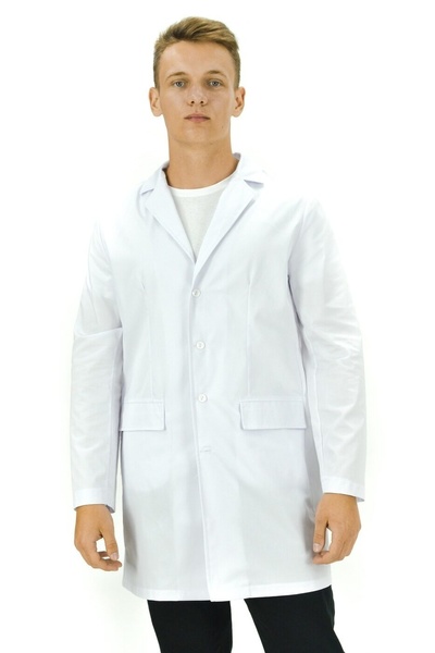 медичний халат Віктор (42-58) тк. котон, колір білий, рукав довгий 106896101 фото